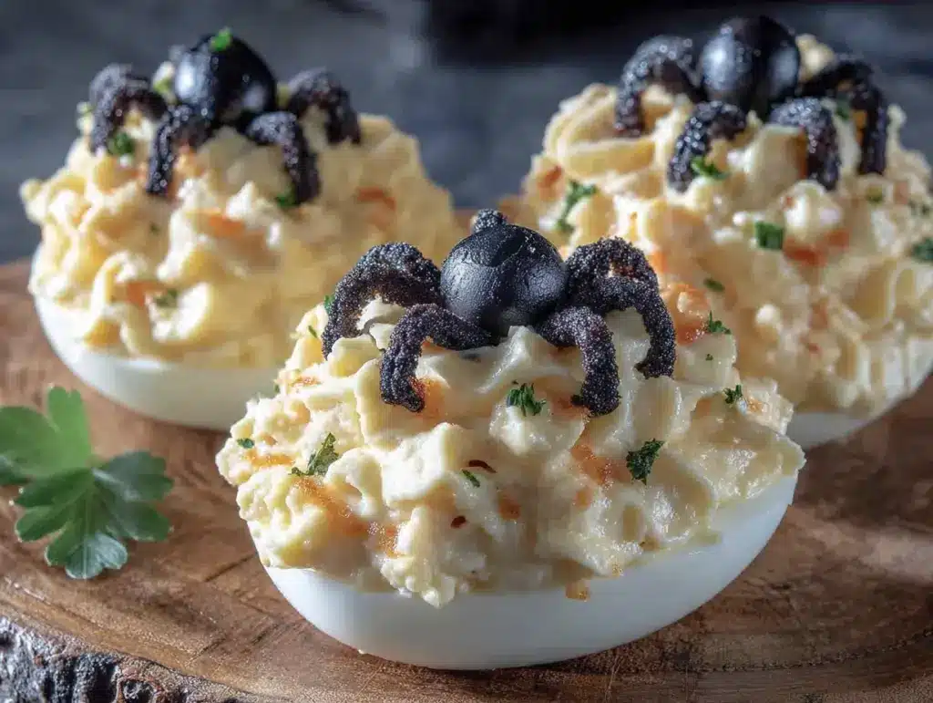 spooky spider deviled eggs - featured image
