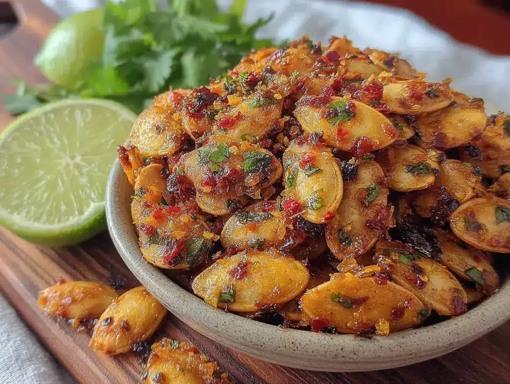 air fryer chili lime pumpkin seeds - featured image