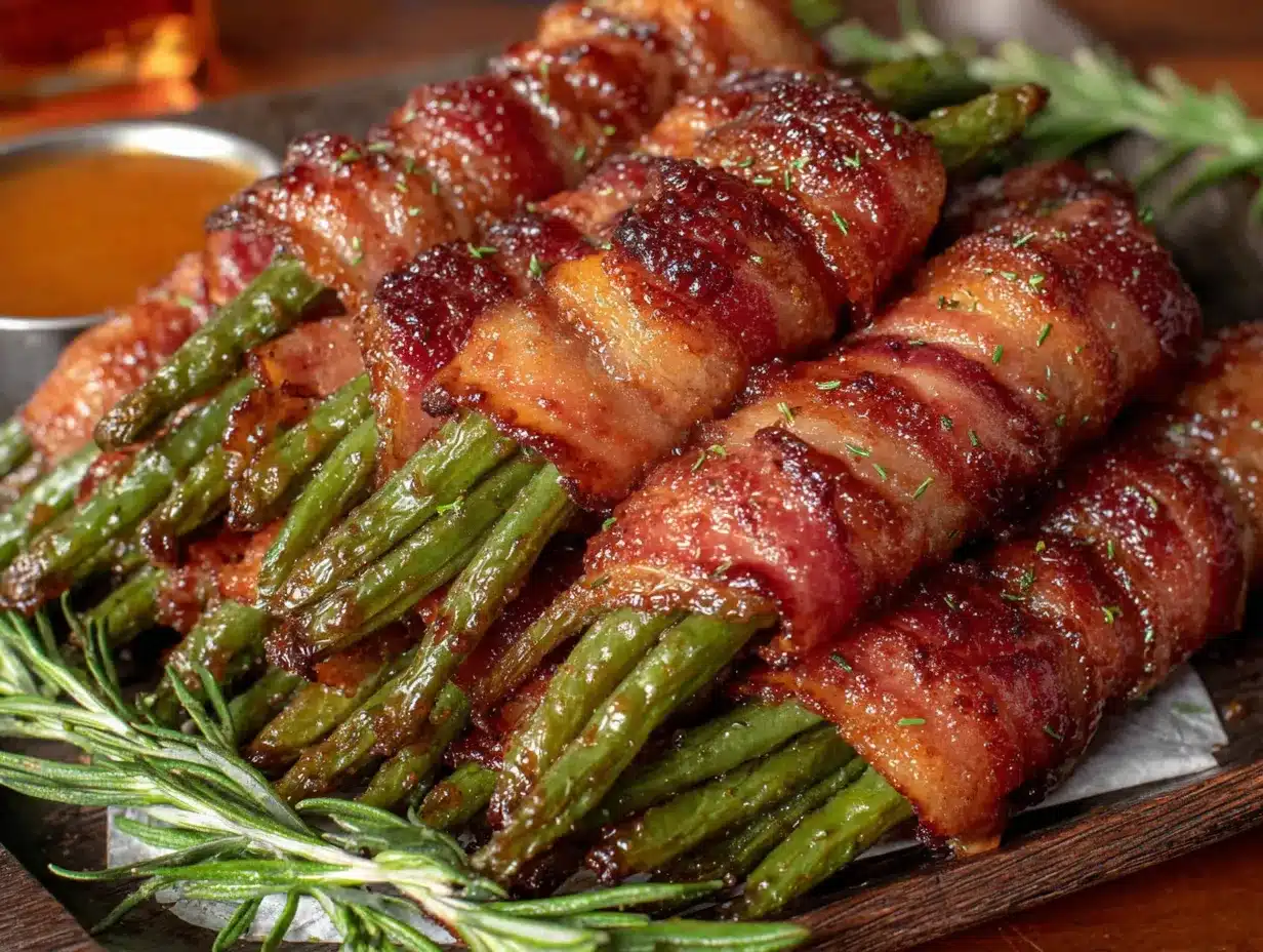bacon-wrapped green beans with brown sugar glaze preparation steps
