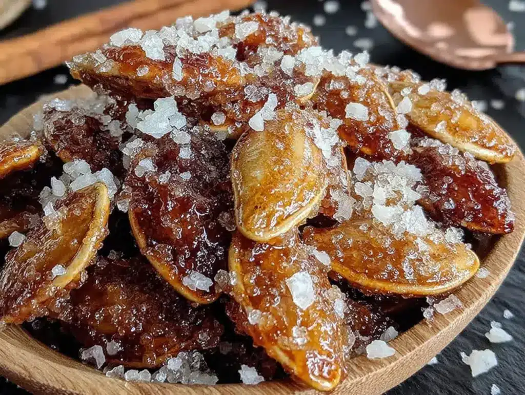 baked cinnamon sugar pumpkin seeds - featured image