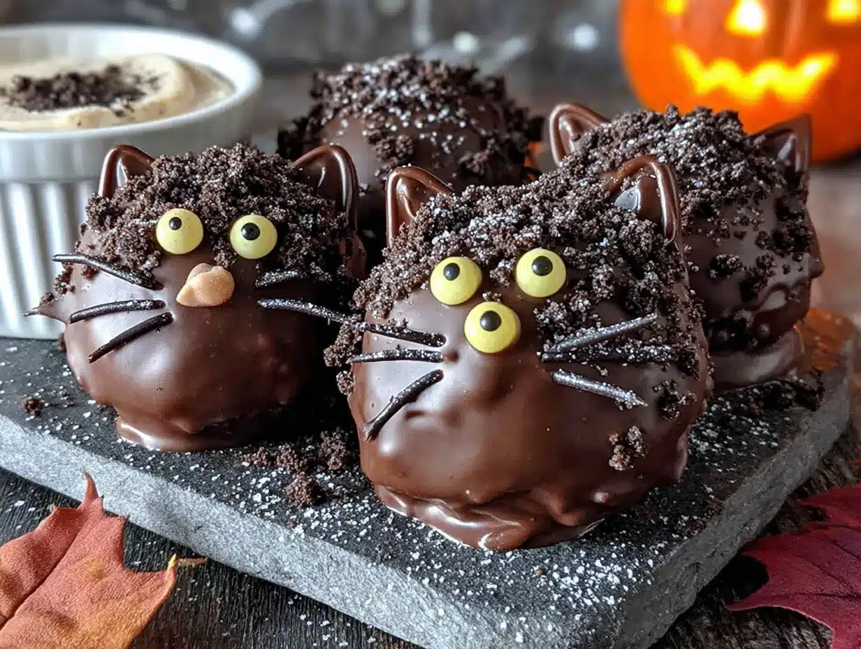 Black cat Oreo truffles preparation steps