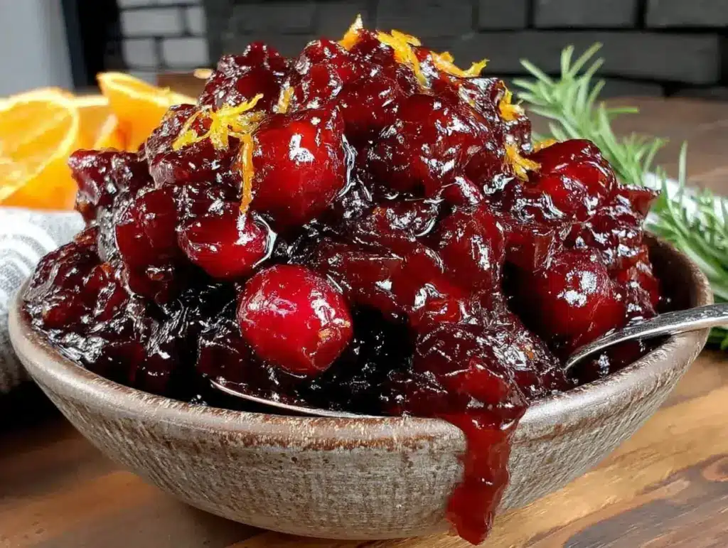 brown sugar cranberry sauce with orange zest - featured image