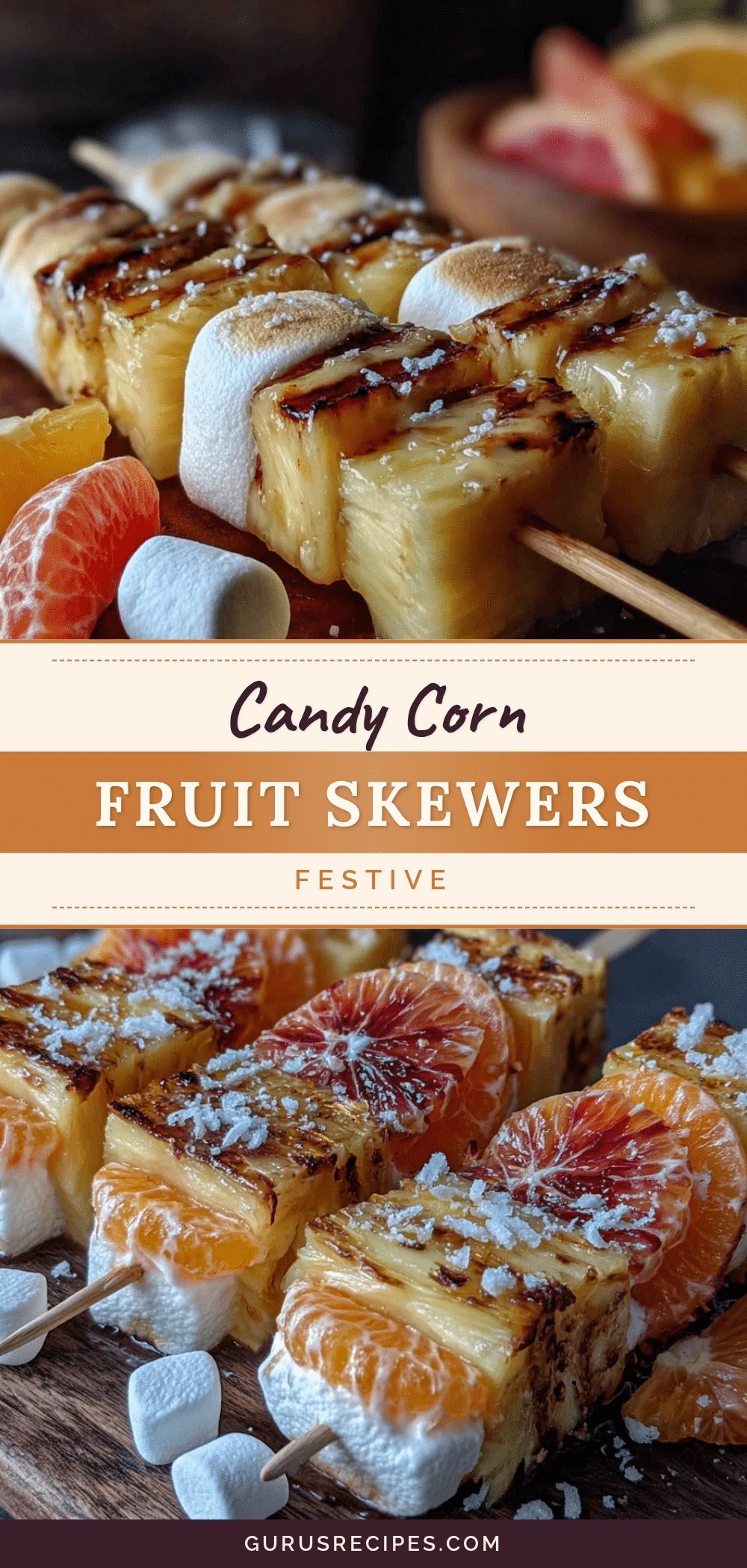 Candy Corn Fruit Skewers recipe