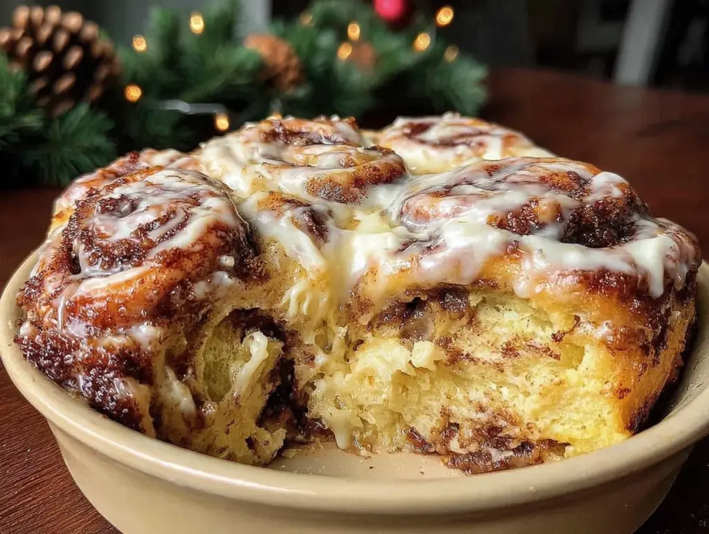 christmas morning cinnamon roll casserole - featured image