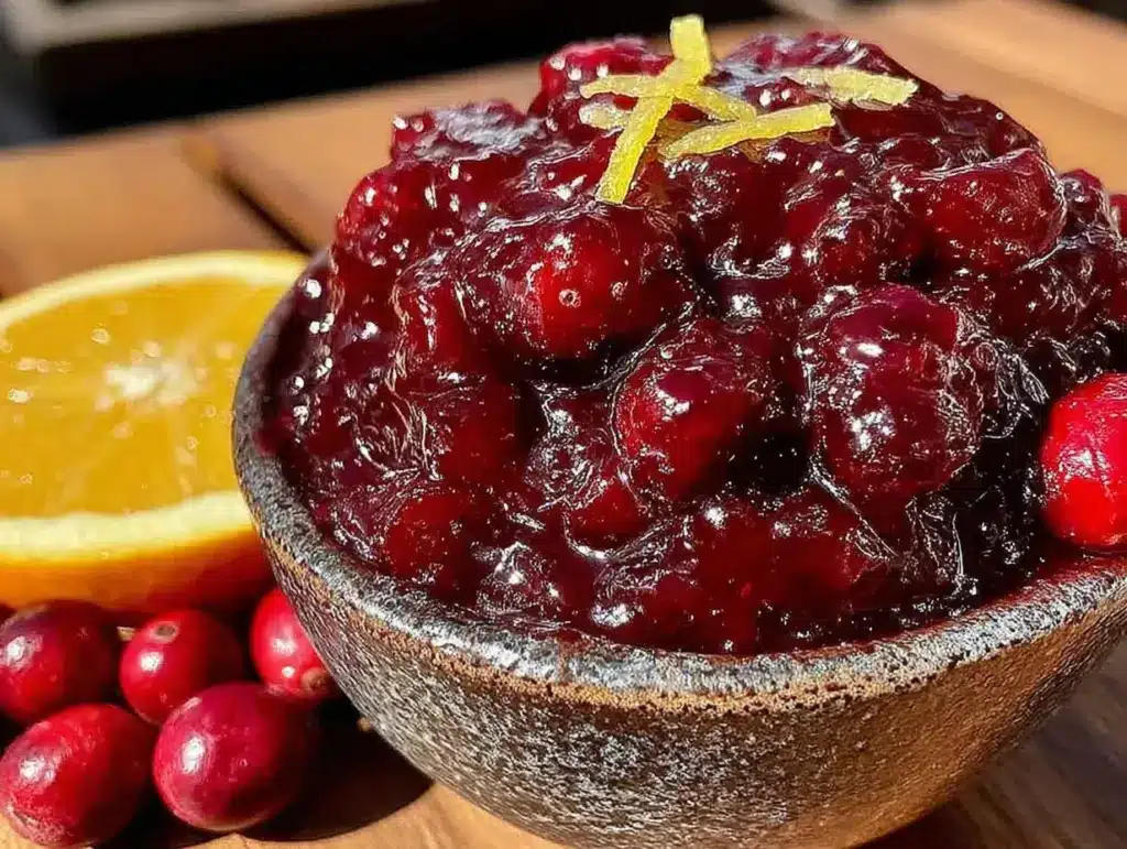 cranberry orange sauce with fresh ginger - featured image