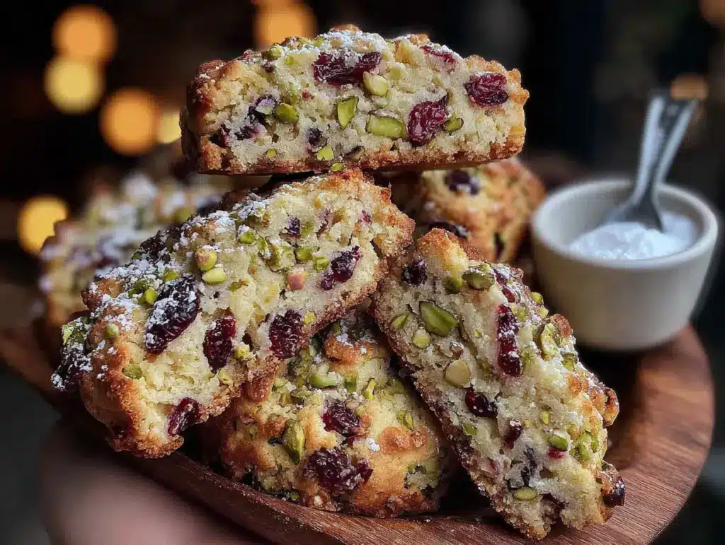 cranberry pistachio shortbread cookies - featured image