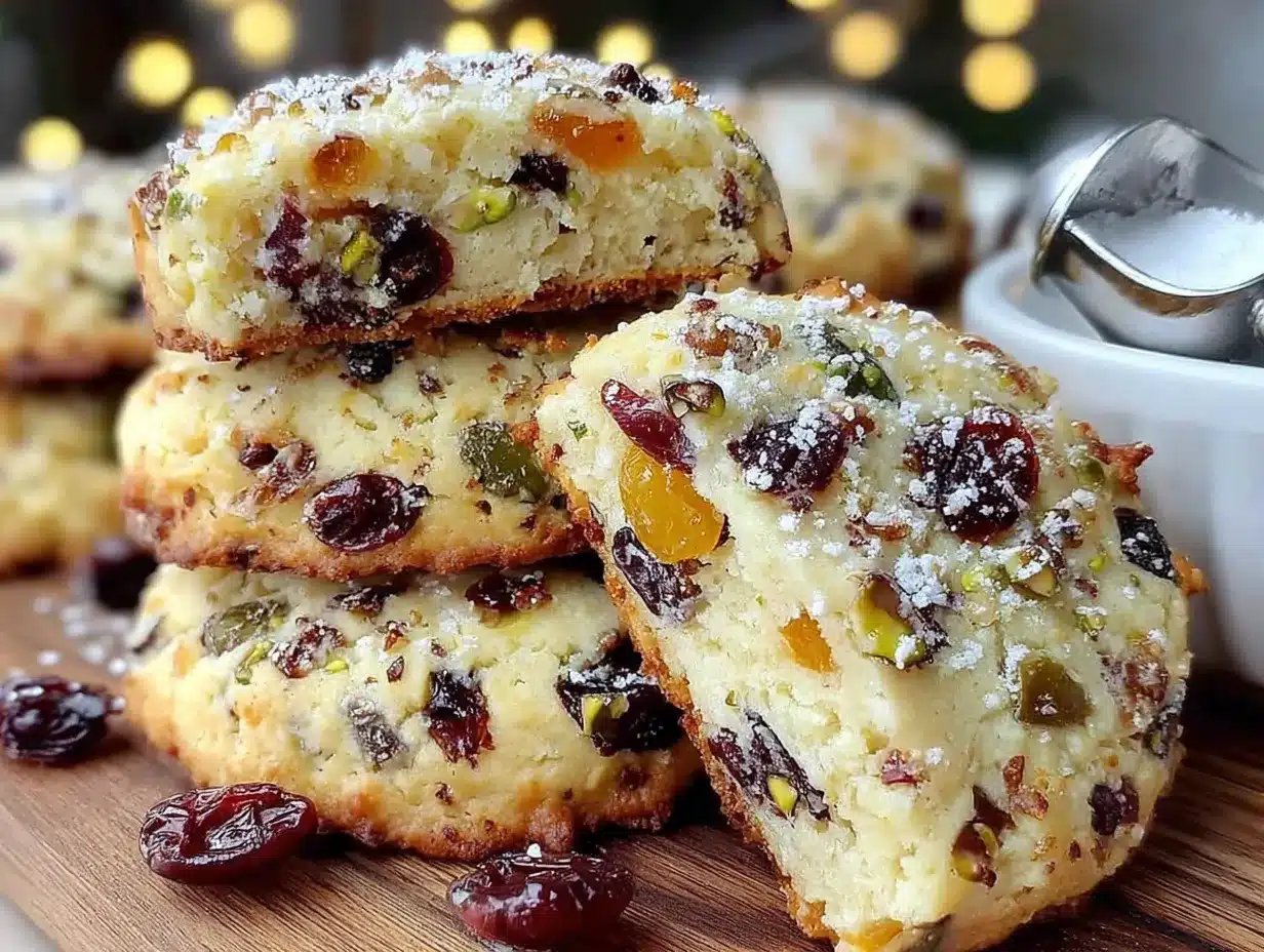 cranberry pistachio shortbread cookies preparation steps