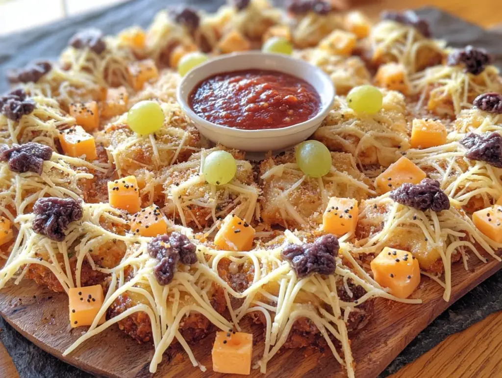 easy halloween spiderweb charcuterie board - featured image