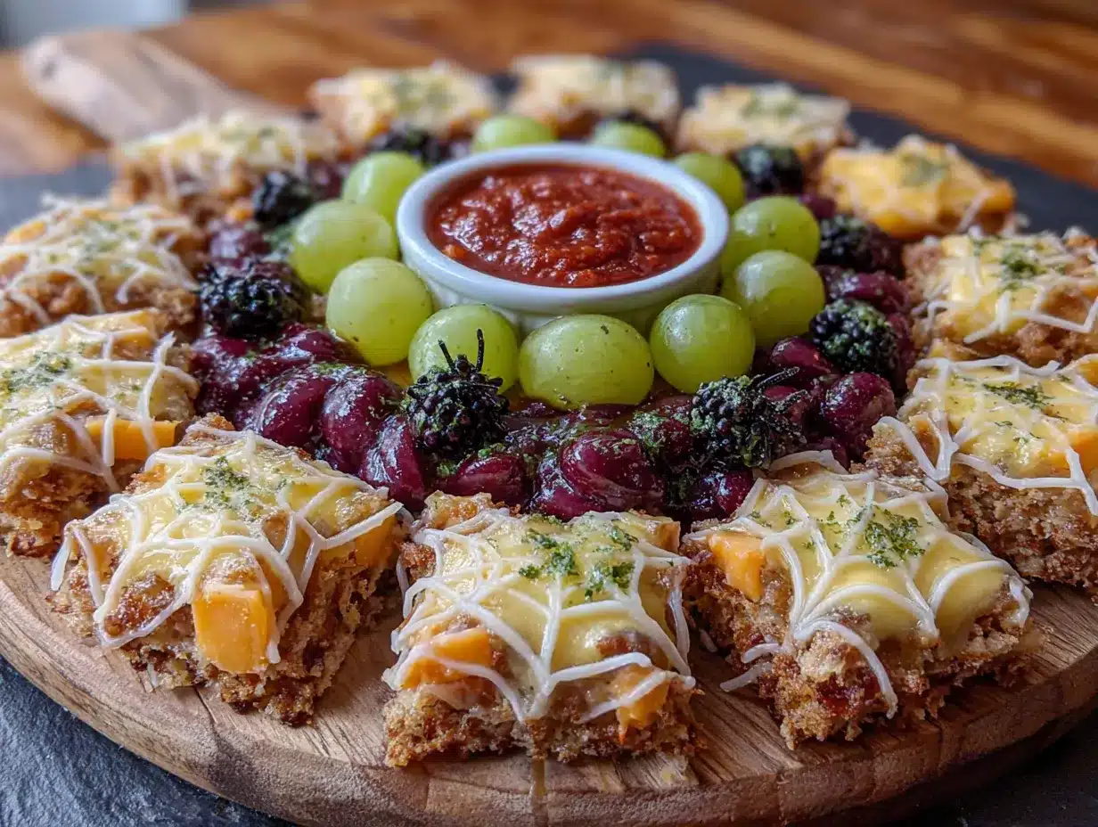 easy halloween spiderweb charcuterie board preparation steps