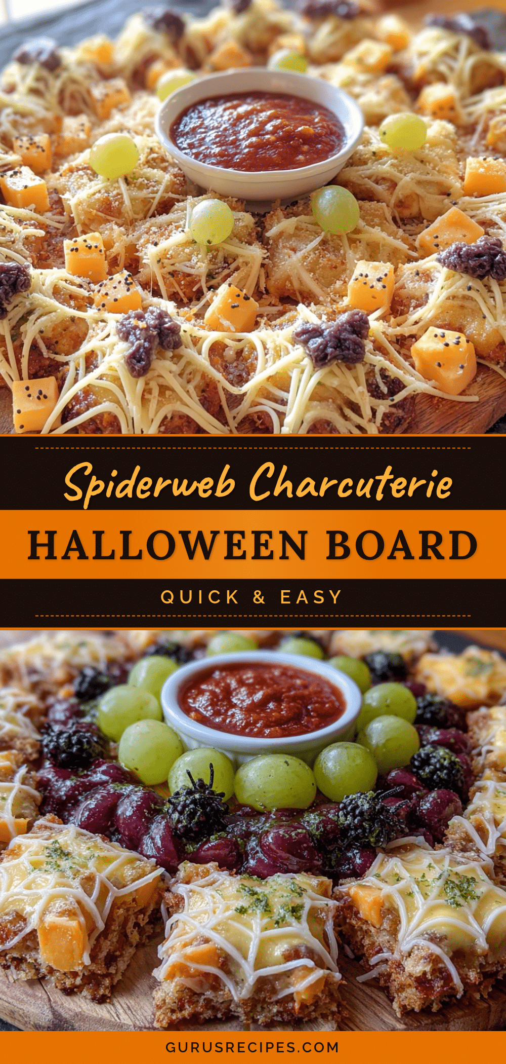 easy halloween spiderweb charcuterie board recipe