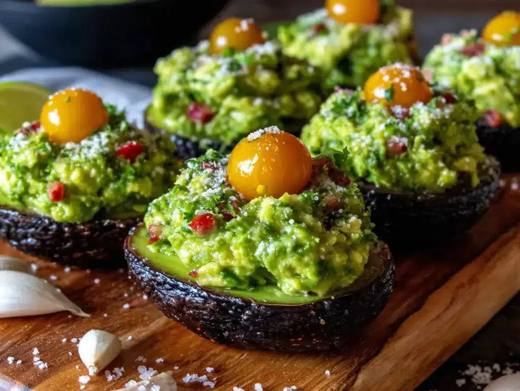 Frankenstein Guacamole Deviled Avocados - featured image
