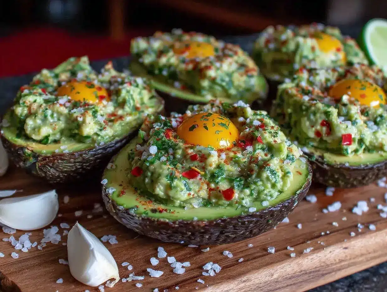 Frankenstein Guacamole Deviled Avocados preparation steps