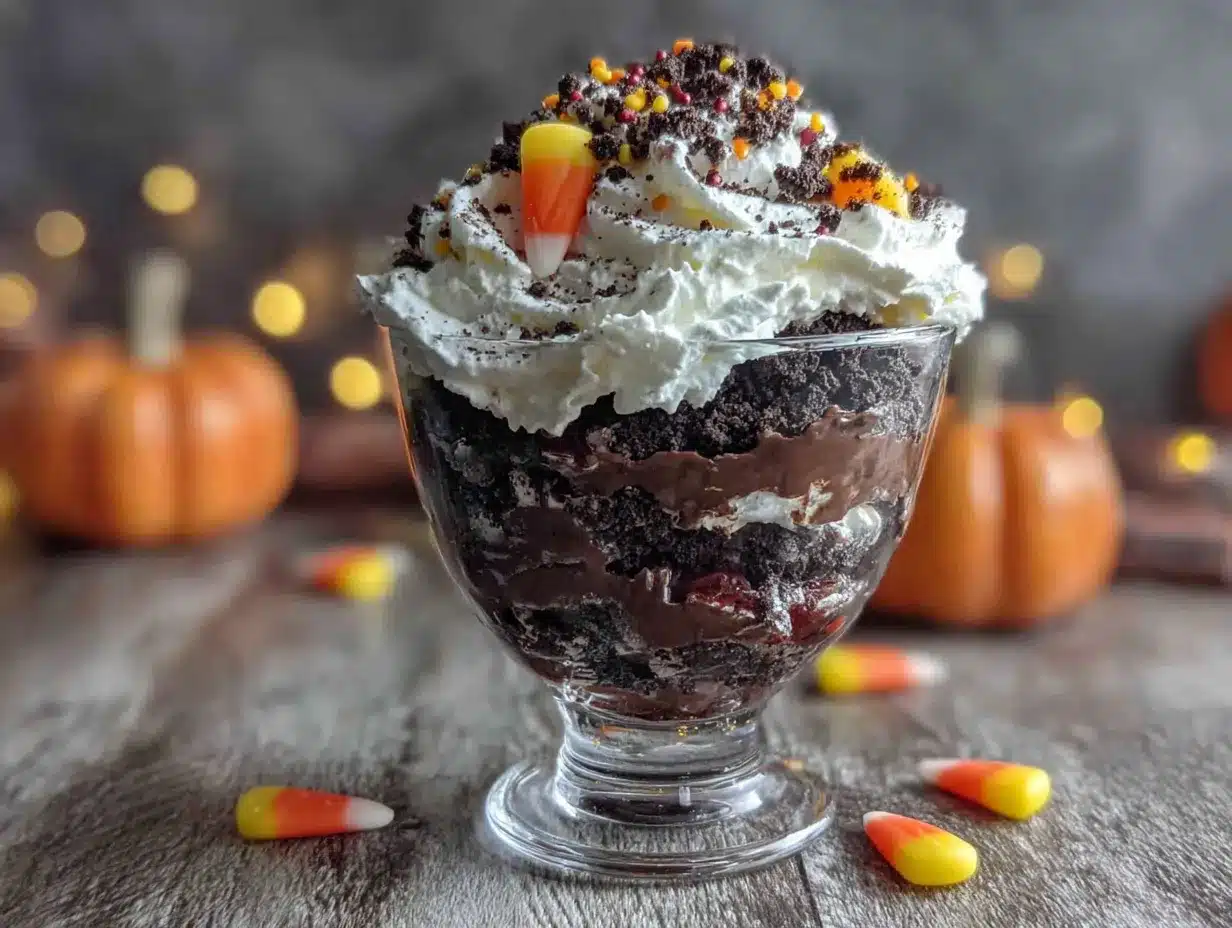 Halloween Oreo Dirt Cup Pudding preparation steps