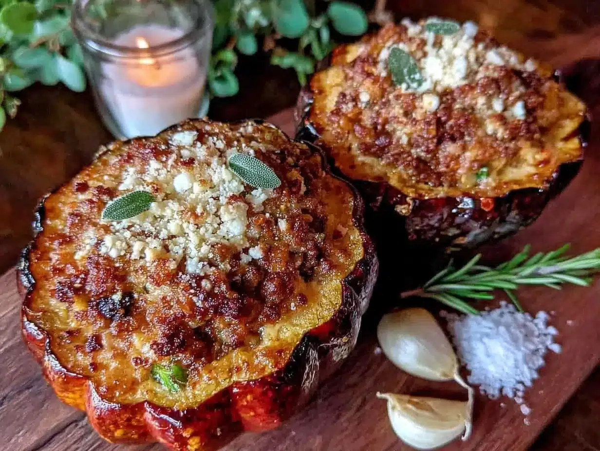 healthy sausage stuffed acorn squash boats for kids preparation steps