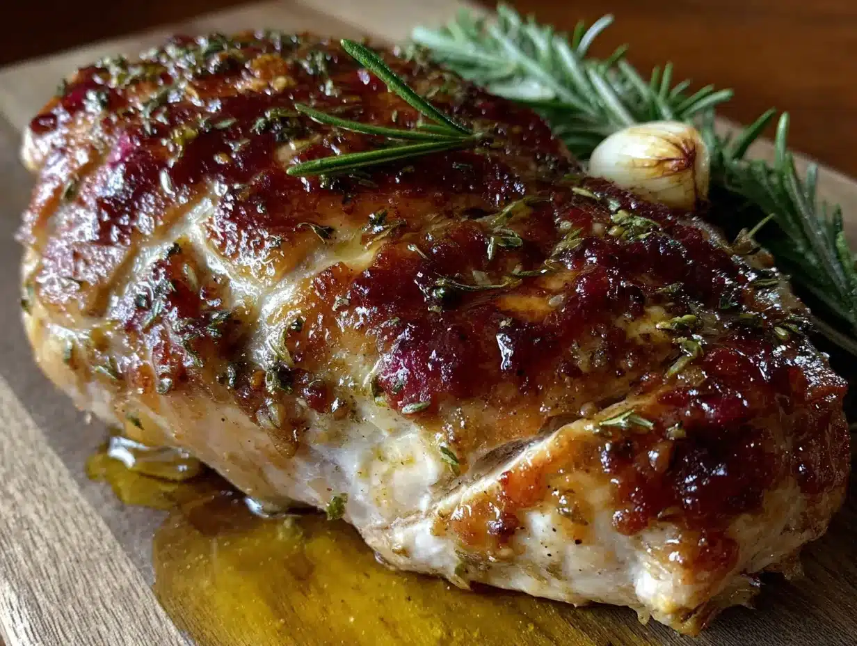 Herb butter roasted turkey breast for two preparation steps