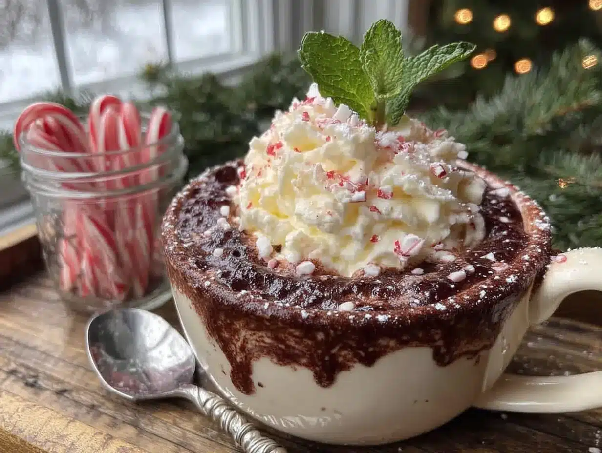 homemade hot cocoa bar with peppermint whipped cream preparation steps