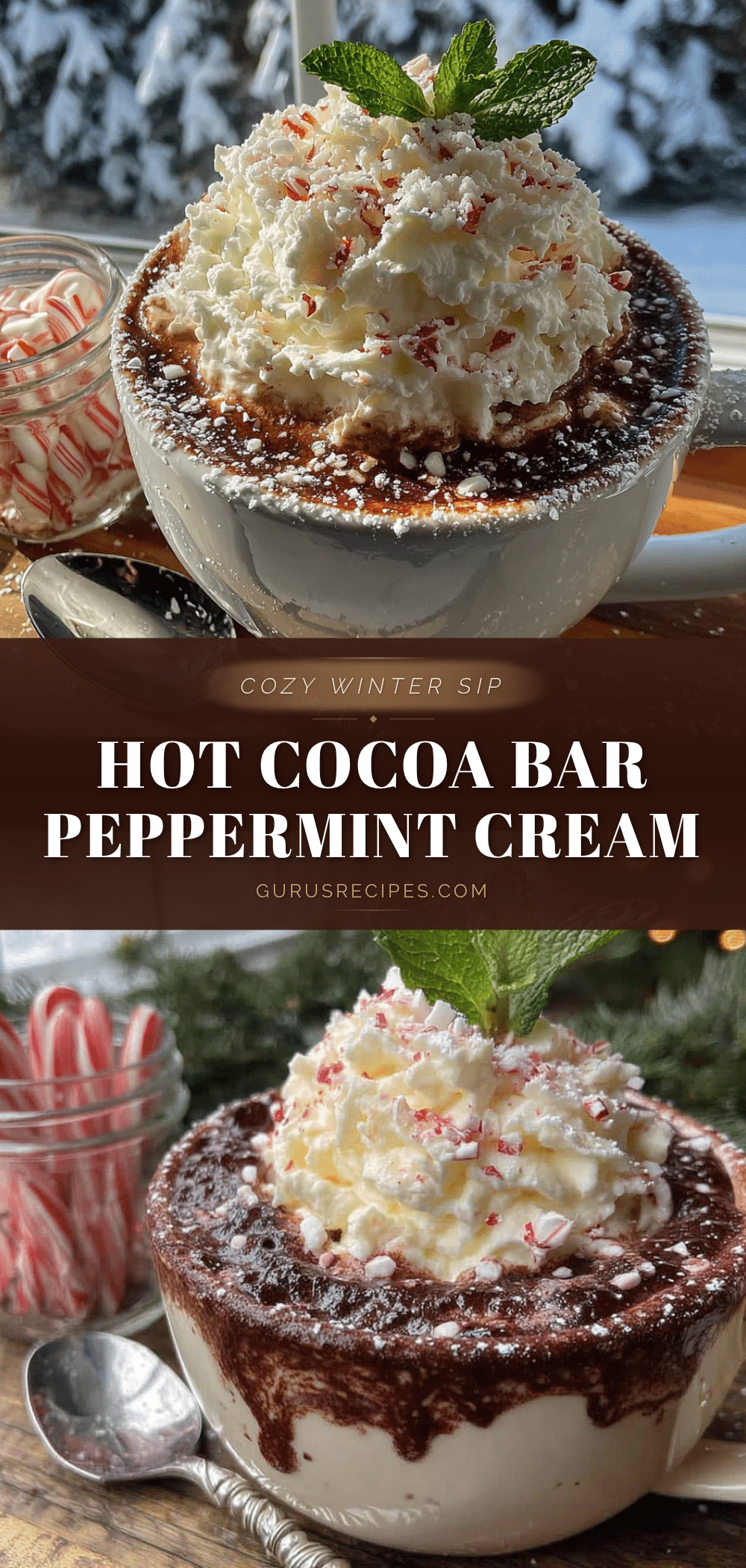 homemade hot cocoa bar with peppermint whipped cream recipe