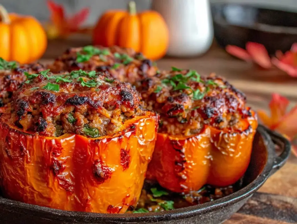 Jack-O-Lantern Stuffed Bell Peppers - featured image