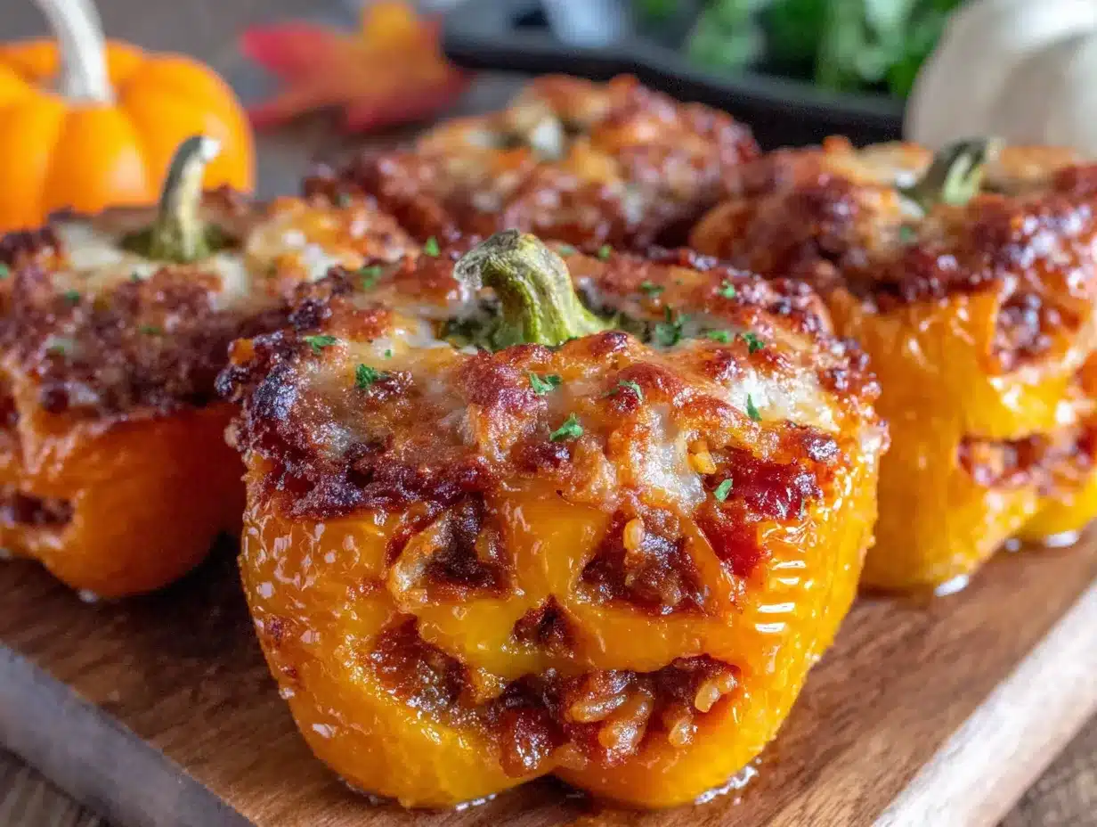 Jack-O-Lantern Stuffed Bell Peppers preparation steps