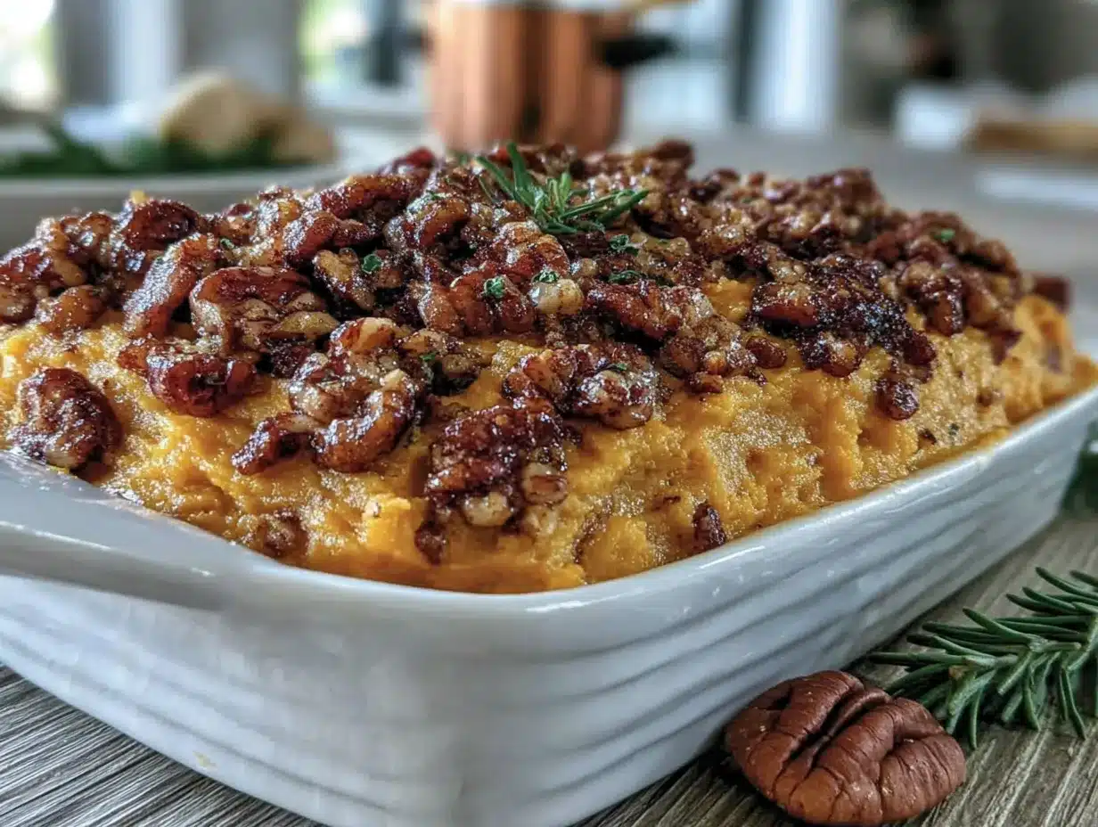 kid-approved sweet potato casserole with pecan streusel preparation steps