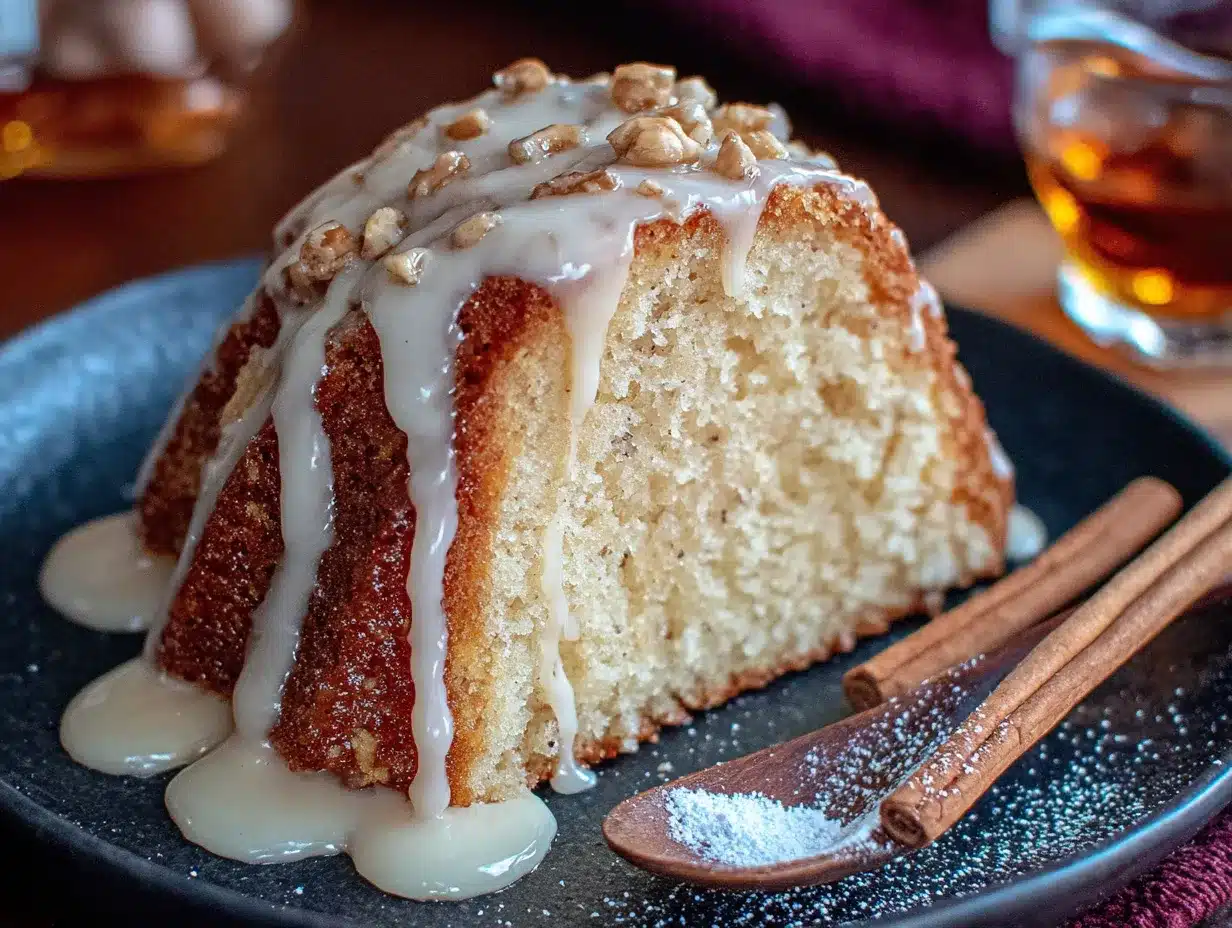 lightened-up eggnog bundt cake with rum glaze preparation steps