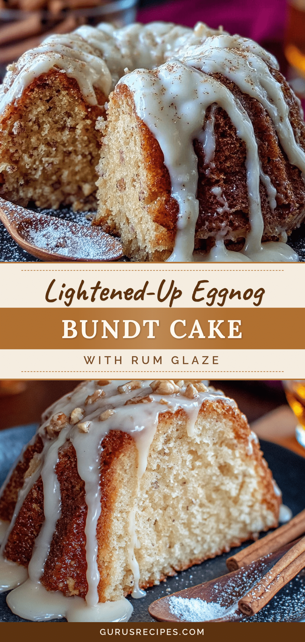lightened-up eggnog bundt cake with rum glaze recipe