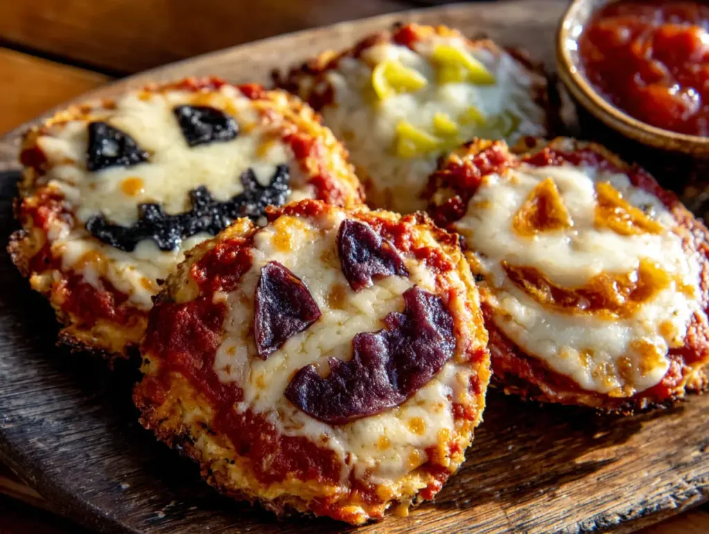 mini halloween pizza faces - featured image