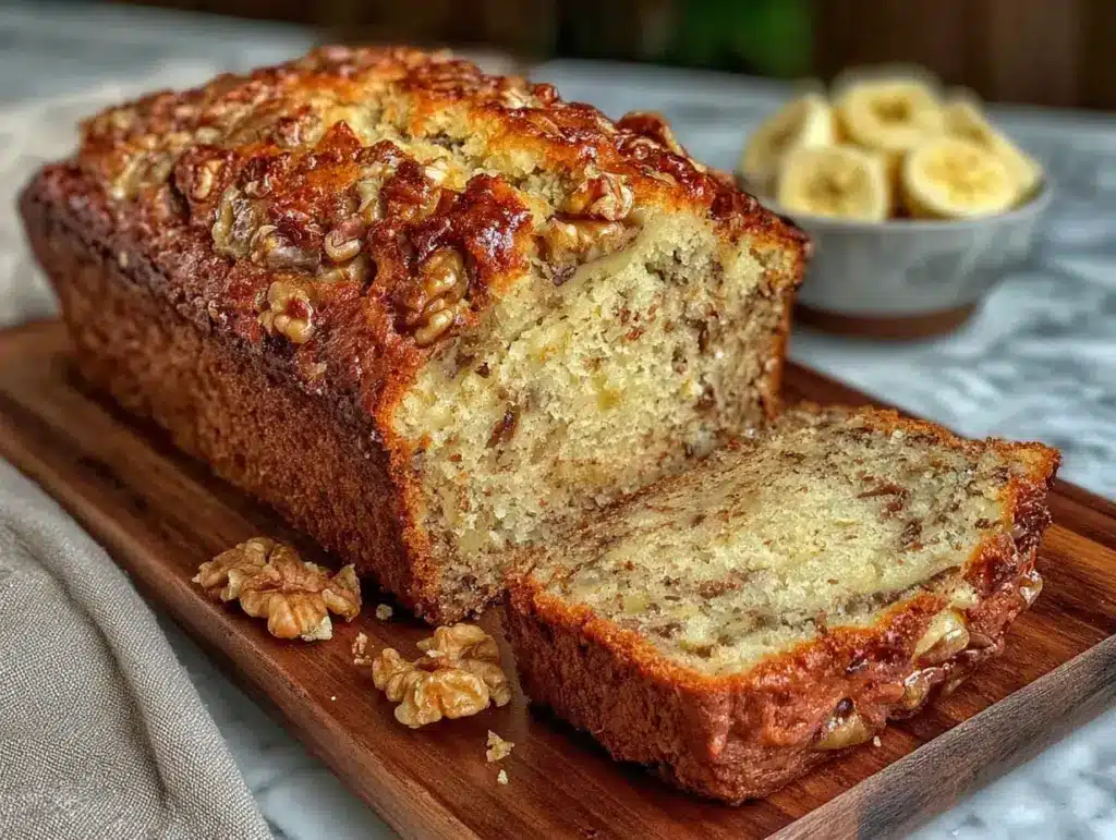 one-bowl banana bread with walnuts - featured image