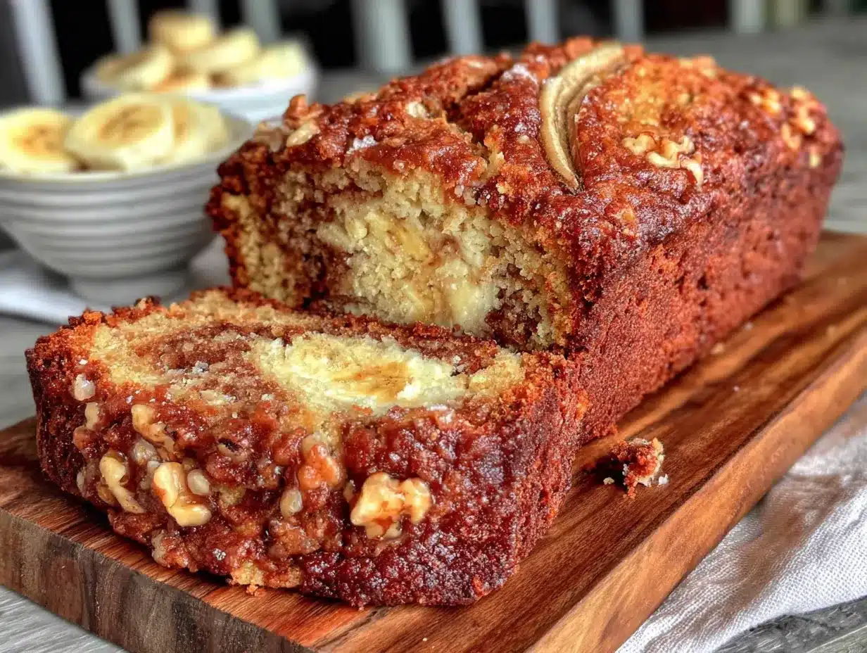 one-bowl banana bread with walnuts preparation steps
