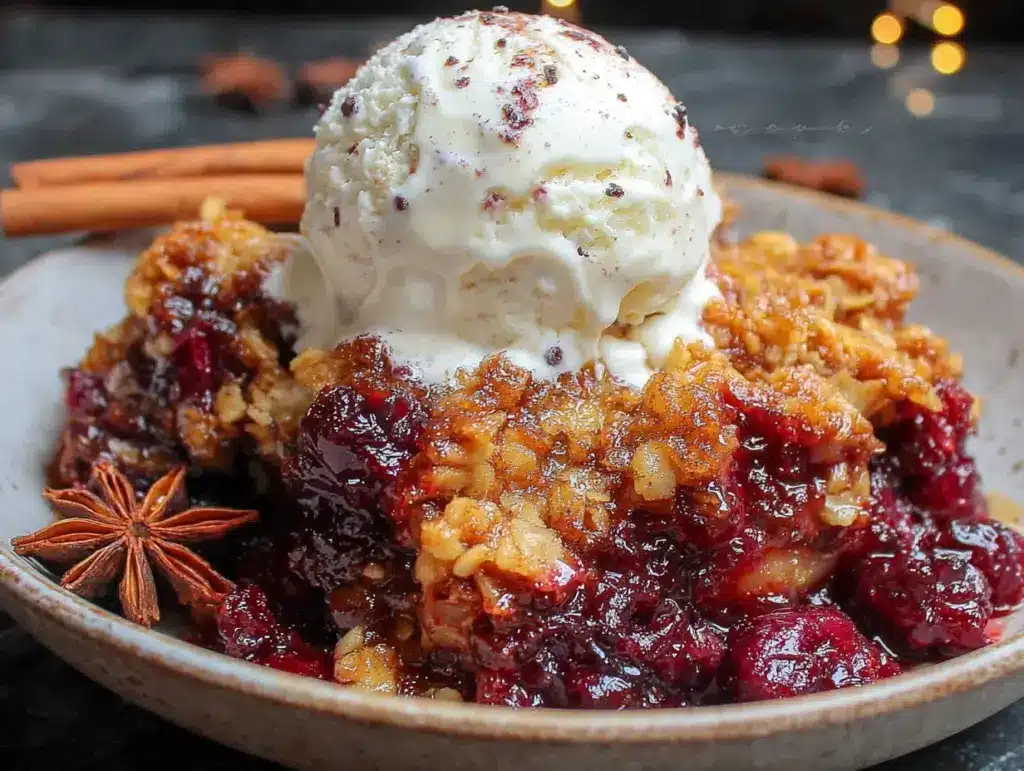pear and cranberry crisp - featured image