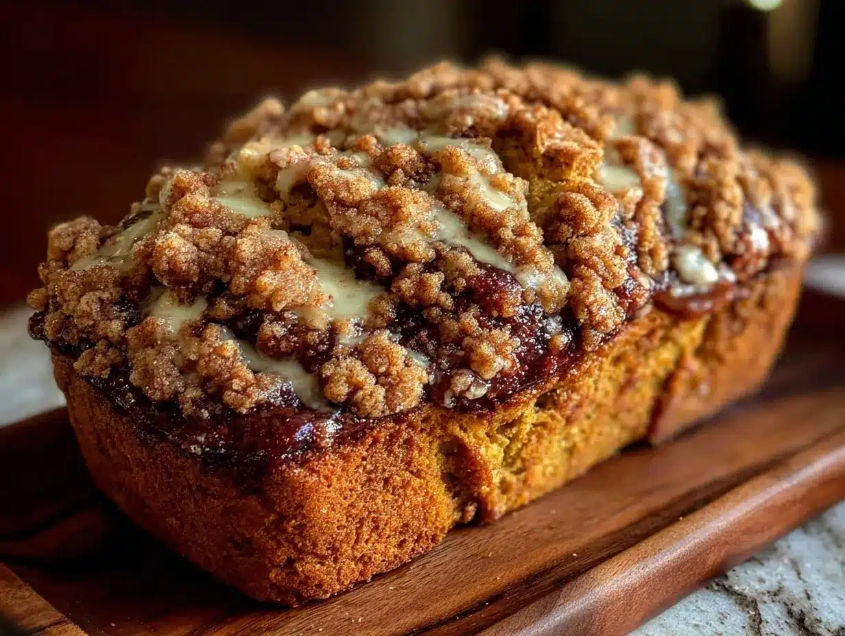 pumpkin bread with cinnamon streusel preparation steps