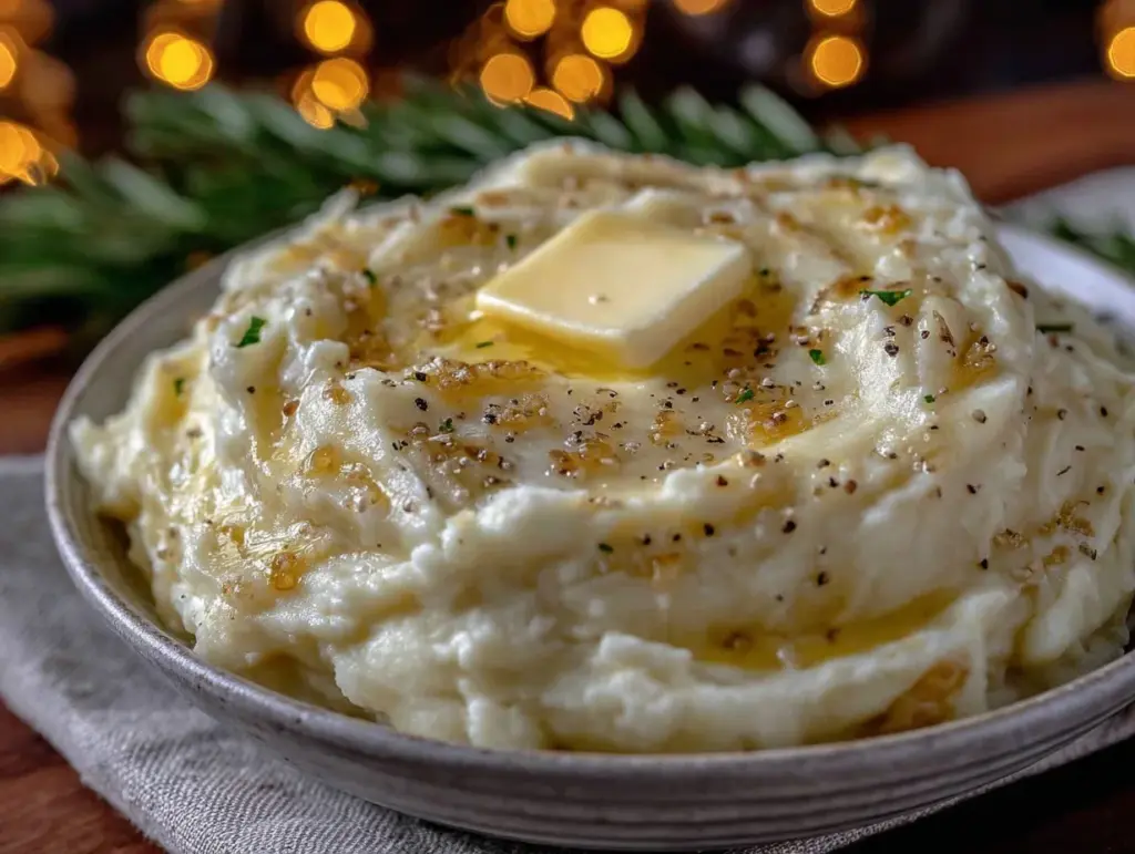 roasted garlic mashed potatoes - featured image
