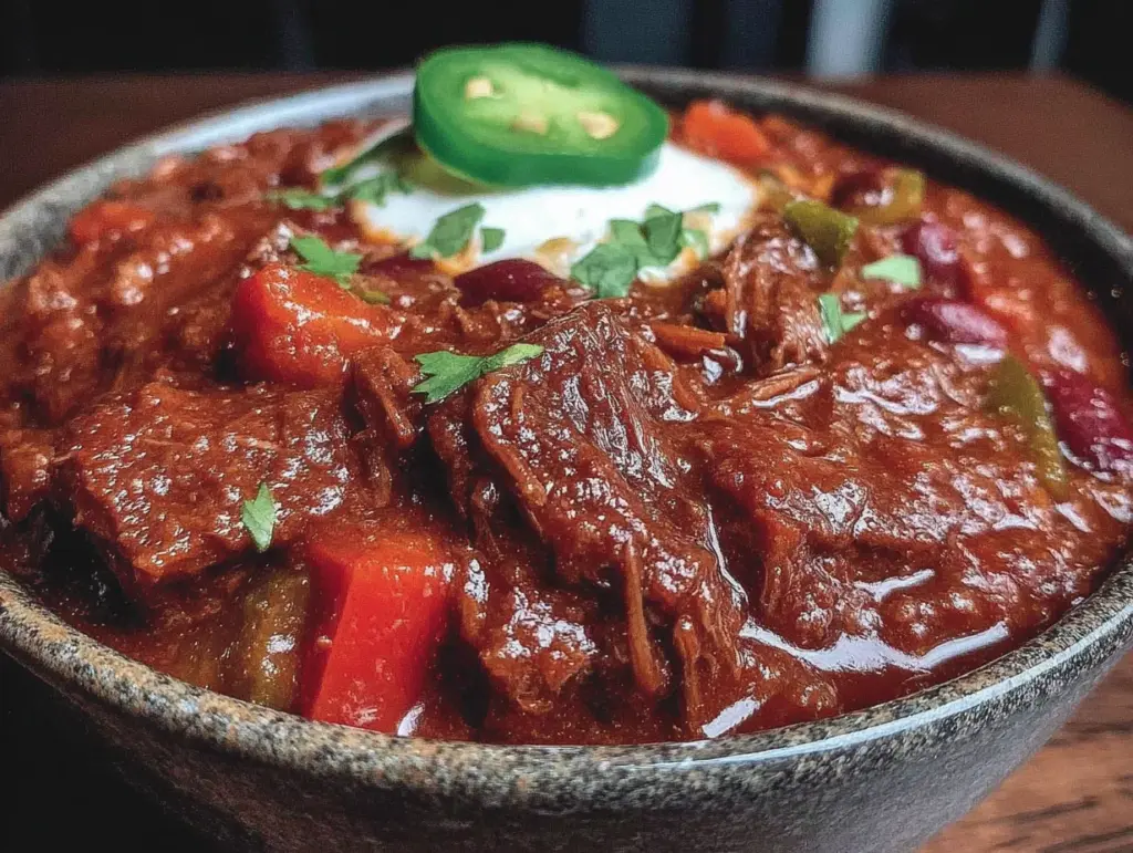slow cooker beef vegetable chili - featured image