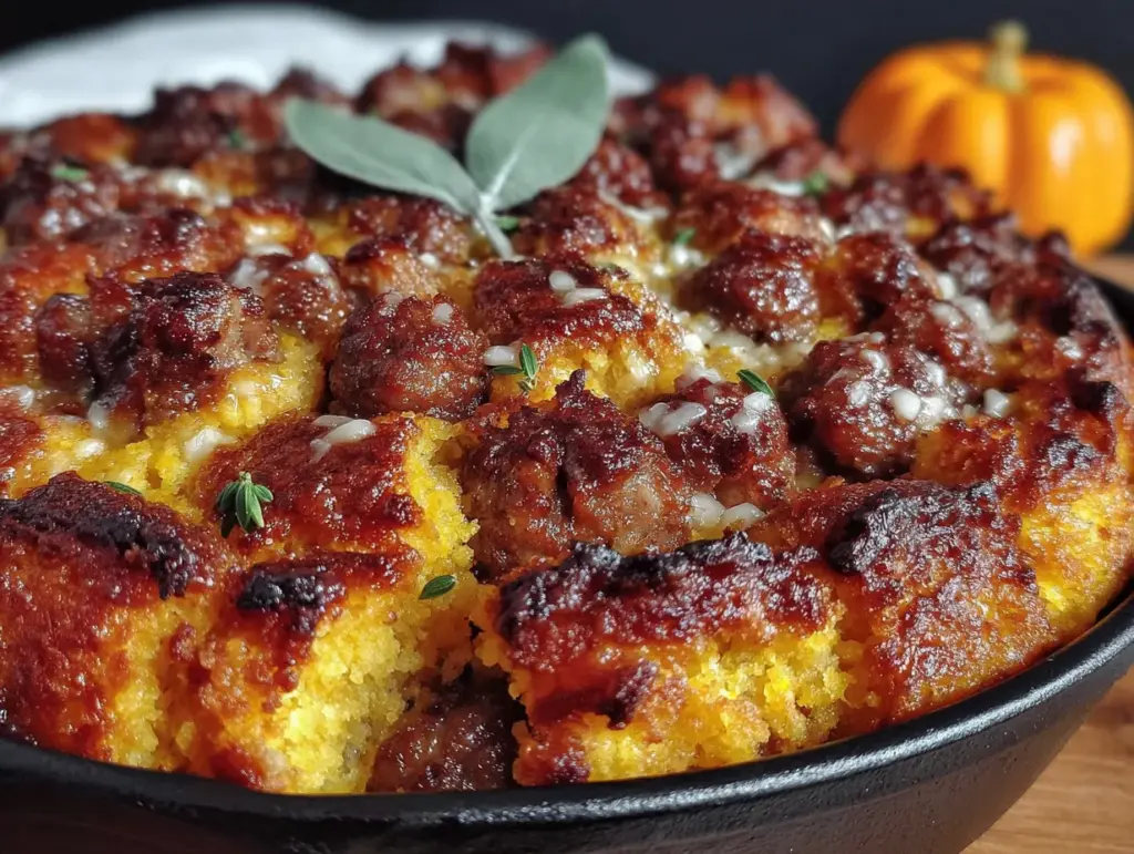 southern cornbread dressing with sausage - featured image
