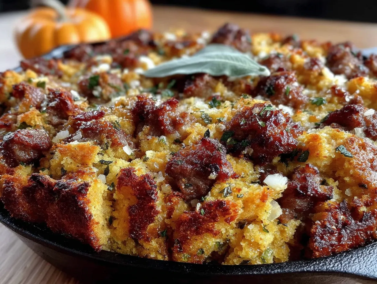 southern cornbread dressing with sausage preparation steps