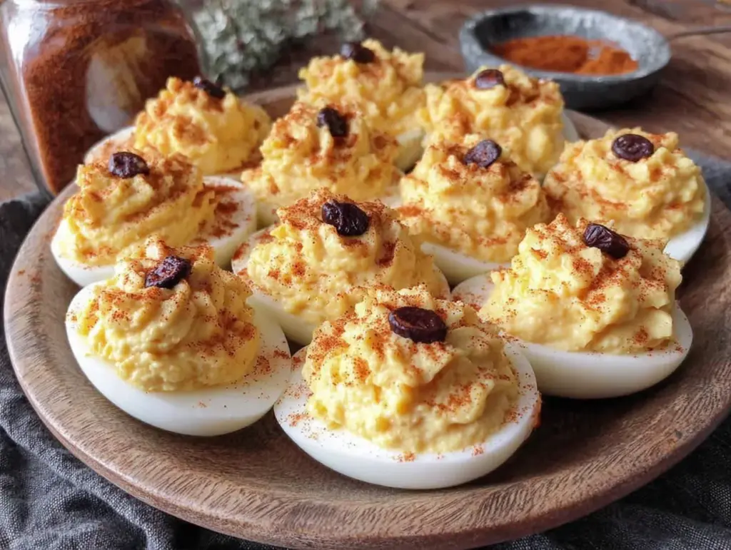 spooky spider deviled eggs for halloween - featured image