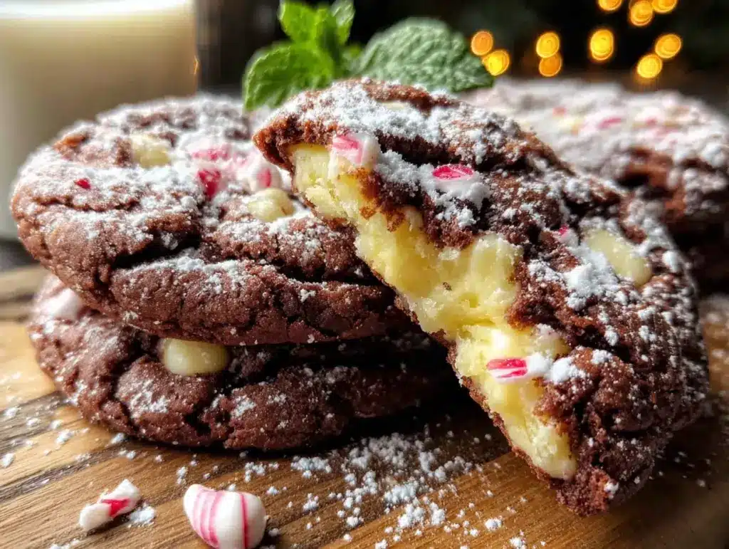 white chocolate peppermint crinkle cookies - featured image