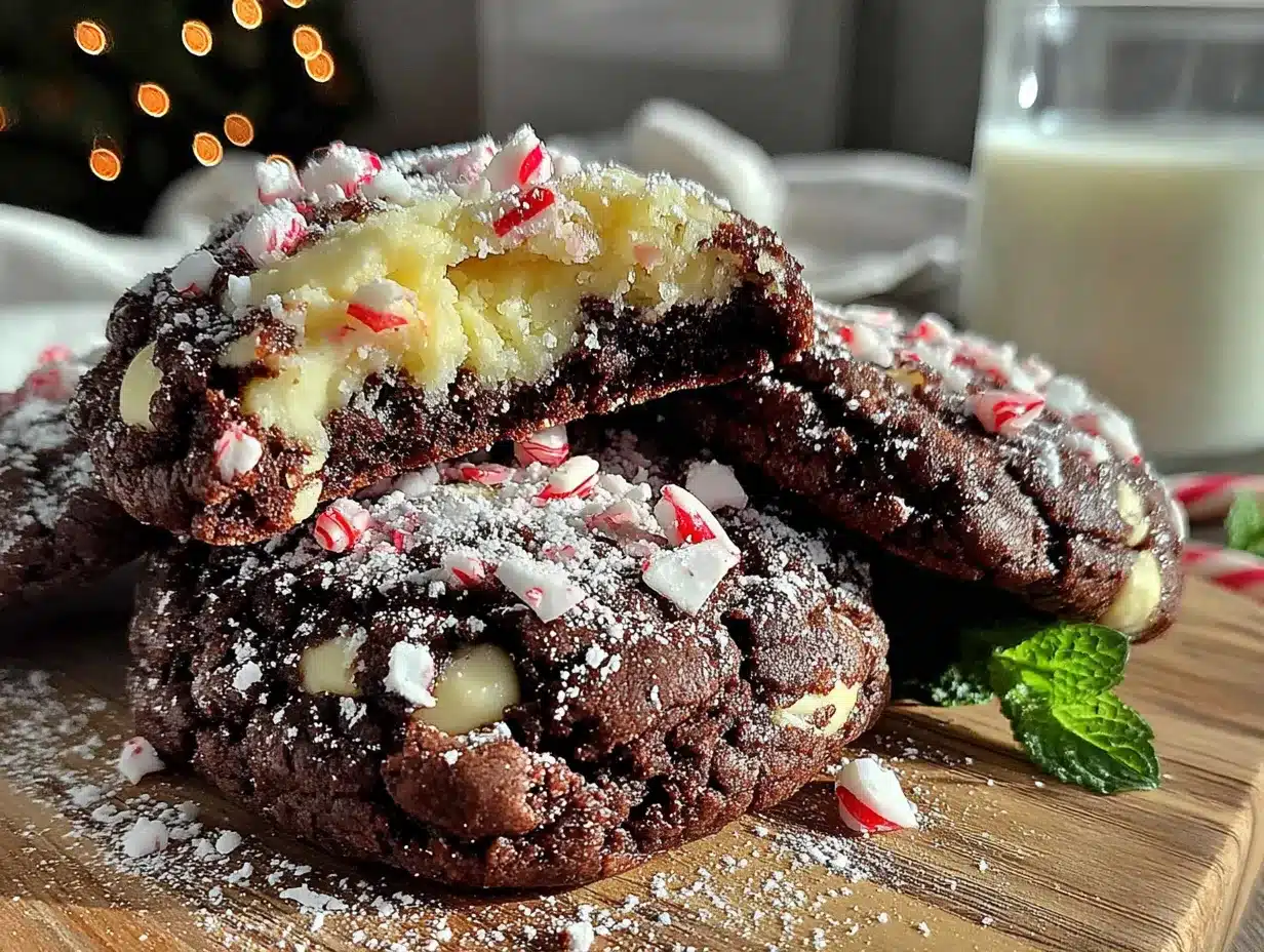 white chocolate peppermint crinkle cookies preparation steps