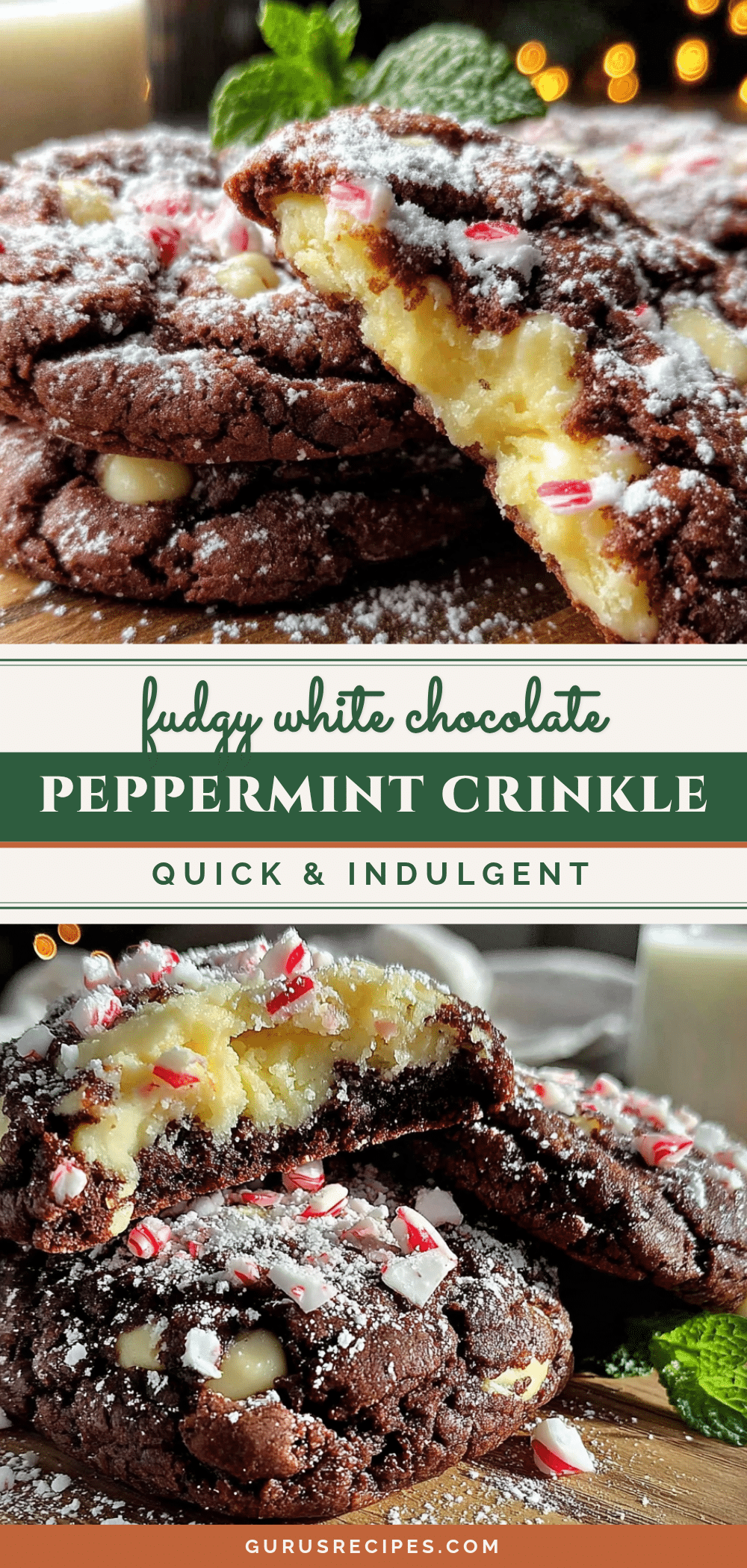 white chocolate peppermint crinkle cookies recipe