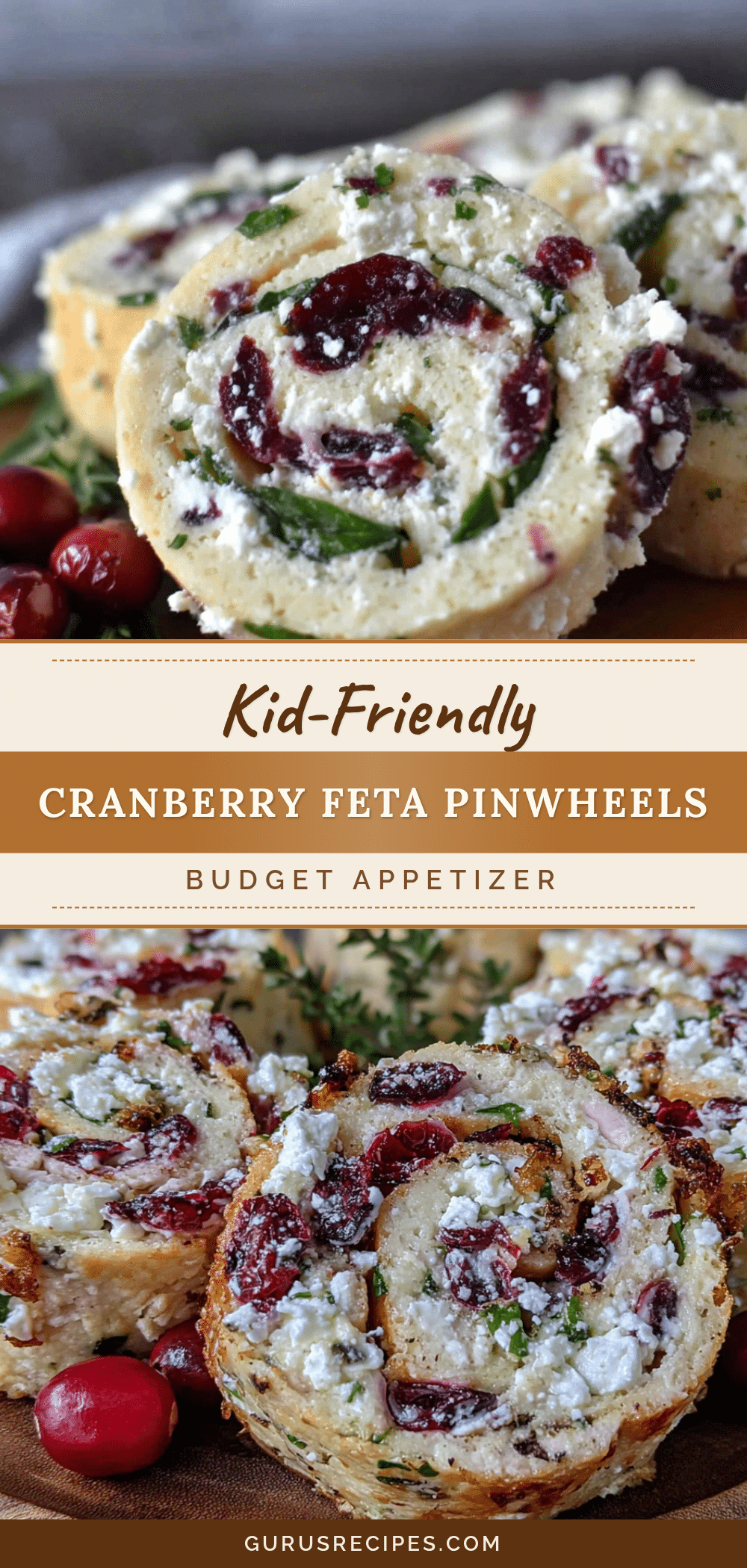 cranberry feta pinwheels recipe