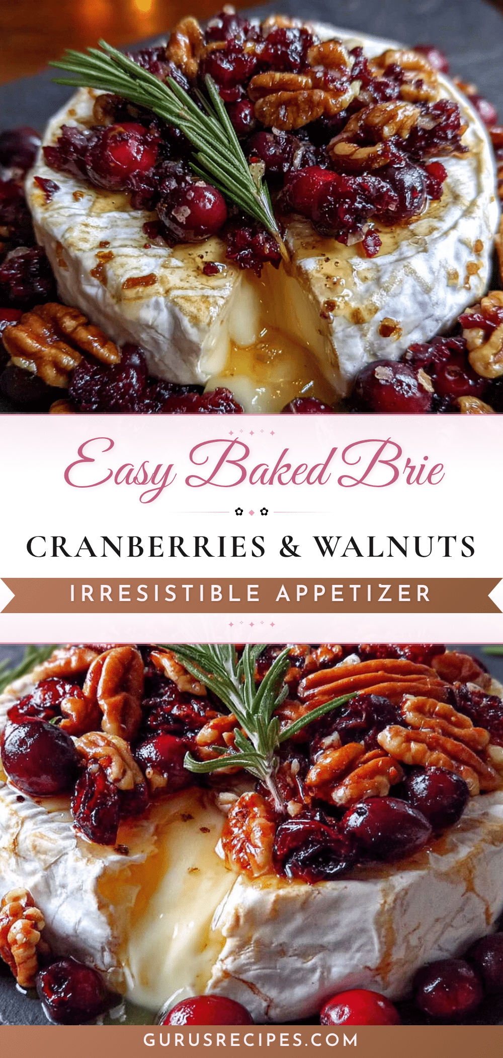easy baked brie with cranberries and walnuts recipe
