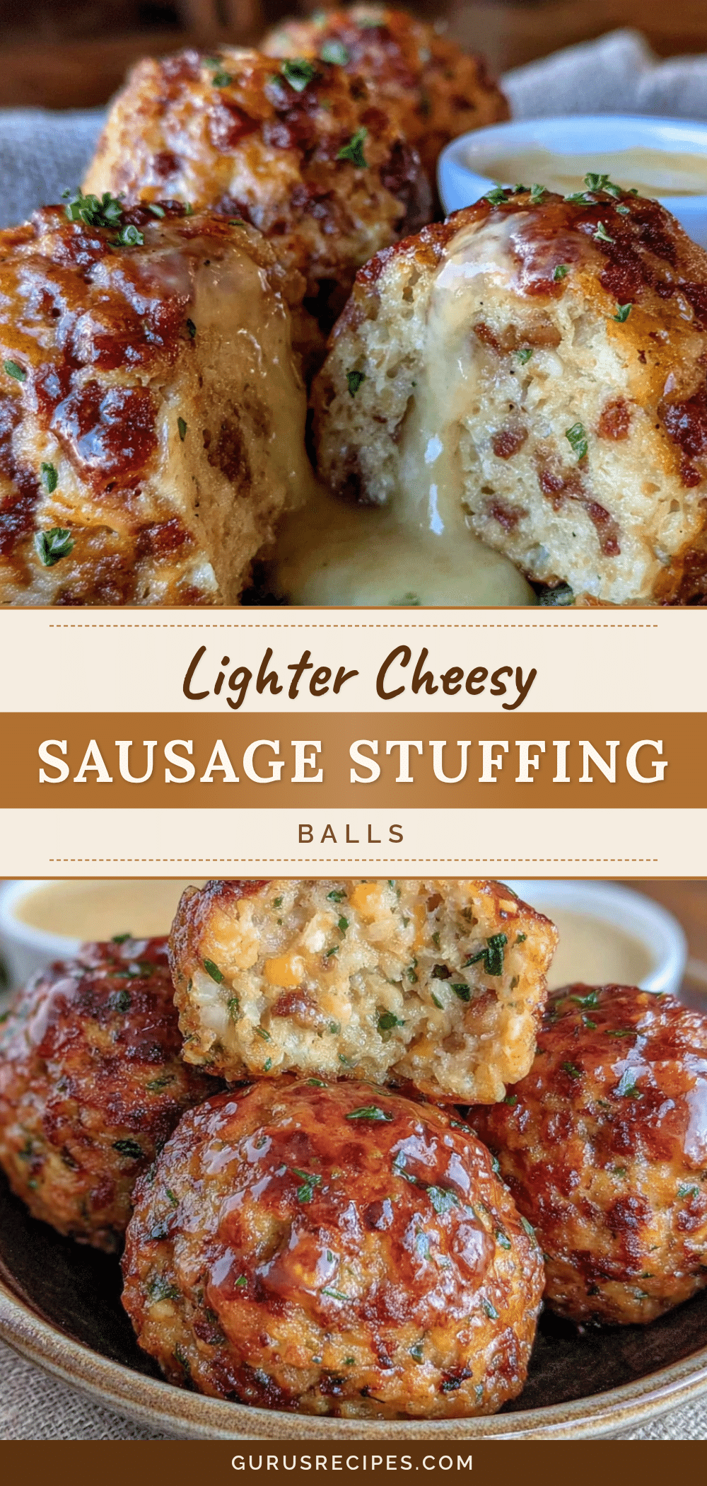 lighter cheesy sausage stuffing balls recipe