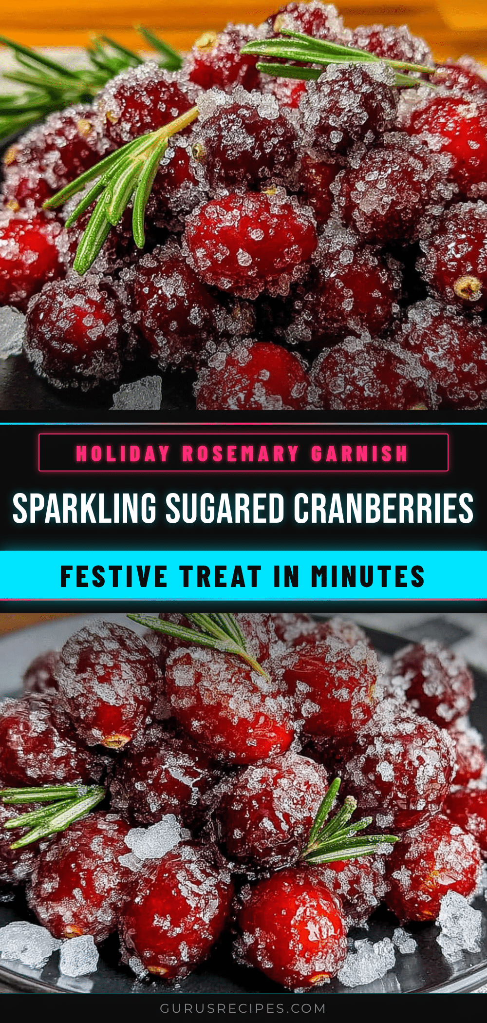 sparkling sugared cranberries with rosemary recipe